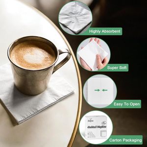 IDEA GIFT Wholesale Custom Embossed Napkins 230x230mm Eco-friendly Double Layers Virgin Wood Pulp Disposable <b>Tissue</b> Napkins - Product Image 5
