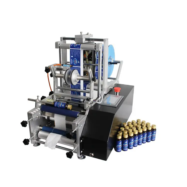 SKYONE Small Size Best Price Semi-automatic Round Plastic Water Wine Beer Cans Vial Tube PET Glass Bottle Labeling Machine