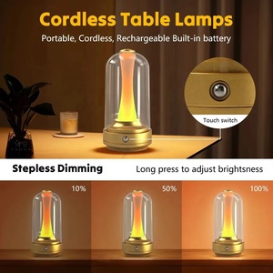 USB Rechargeable Candle Table Lamp Stepless Dimmable 3 Color <b>Touch</b> Control Bedside Desk <b>Light</b> Romantic Room Decor - Product Image 5