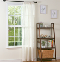 Rideaux translucides Owenie à passe-tringle en mélange de lin avec fil texturé horizontal varié, style américain, pour ombrage translucide
