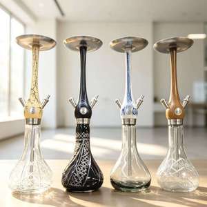 Chicha Moderne en Verre Effet Bois Acier Inoxydable avec Tuyau Unique pour Bar, Salon ou Cadeau - Product Image 2