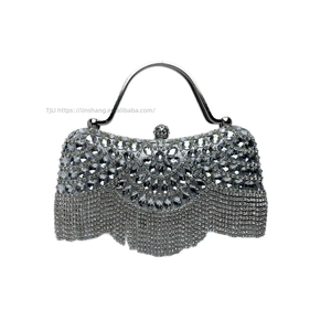 New Cross-border Polyester Rhinestone <b>Clutch</b> Bag Tassels Evening Bag Birthdays Weddings Banquets Single-shoulder Crossbody - Product Image 5