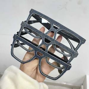 Montures de lunettes épaisses à monture intégrale carrées grises pour hommes et femmes, anti-lumière bleue, motif uni, taille <span class=keywords><strong>extra</strong></span> large, <span class=keywords><strong>protection</strong></span> des yeux - Product Image 4