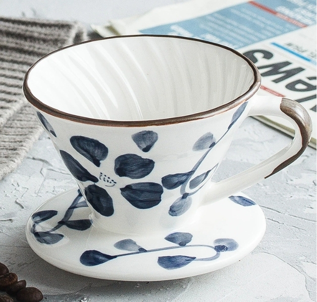 Westgreen Certificate:FCM Japanese Style Hand-painted Cone-shape Heat-resistant Ceramic Coffee Dripper V02 for Brewing Coffee