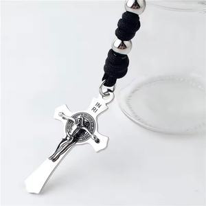 Rosario Religioso de Acero Inoxidable Antideslustre, Artículos Religiosos Católicos, Collar con Colgante de Cruz para Hombre - Product Image 4
