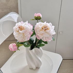 Fleurs artificielles en soie Pivoine Phénix, haute simulation, dégradé blanc à rose, pour décoration de mariage et de maison - Product Image 2
