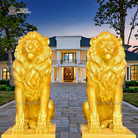Sculptures en bronze antique Statues de lion d'or en laiton Commerce pour porte