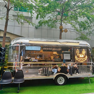 Chariot de vente ambulante rétro, chariot de restauration rapide, chariot de crème glacée, chariot de cuisine gourmet multifonctionnel, chariot mobile pour café, thé au lait, en acier inoxydable - Product Image 2