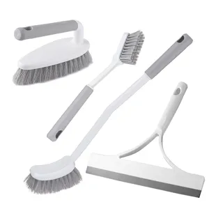 4 Pack Household Deep Cleaning Brush Set-Includes Dish/toilet/Scrub Brush/squeegee For Bathroom Kitchen