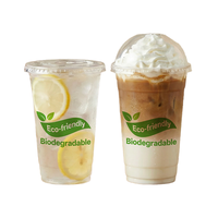 Gobelets à café glacé compostables en PLA avec couvercles en dôme 12oz 16oz 20oz 32oz Certifiés BPI Gobelets jetables transparents pour boissons froides Vente en gros