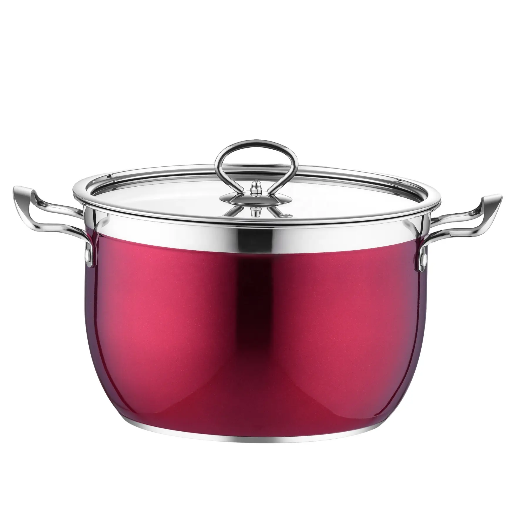 Hot selling 201 big size 24 CM commercial stainless steel cooking soup pot with glass cover for home kitchen cook