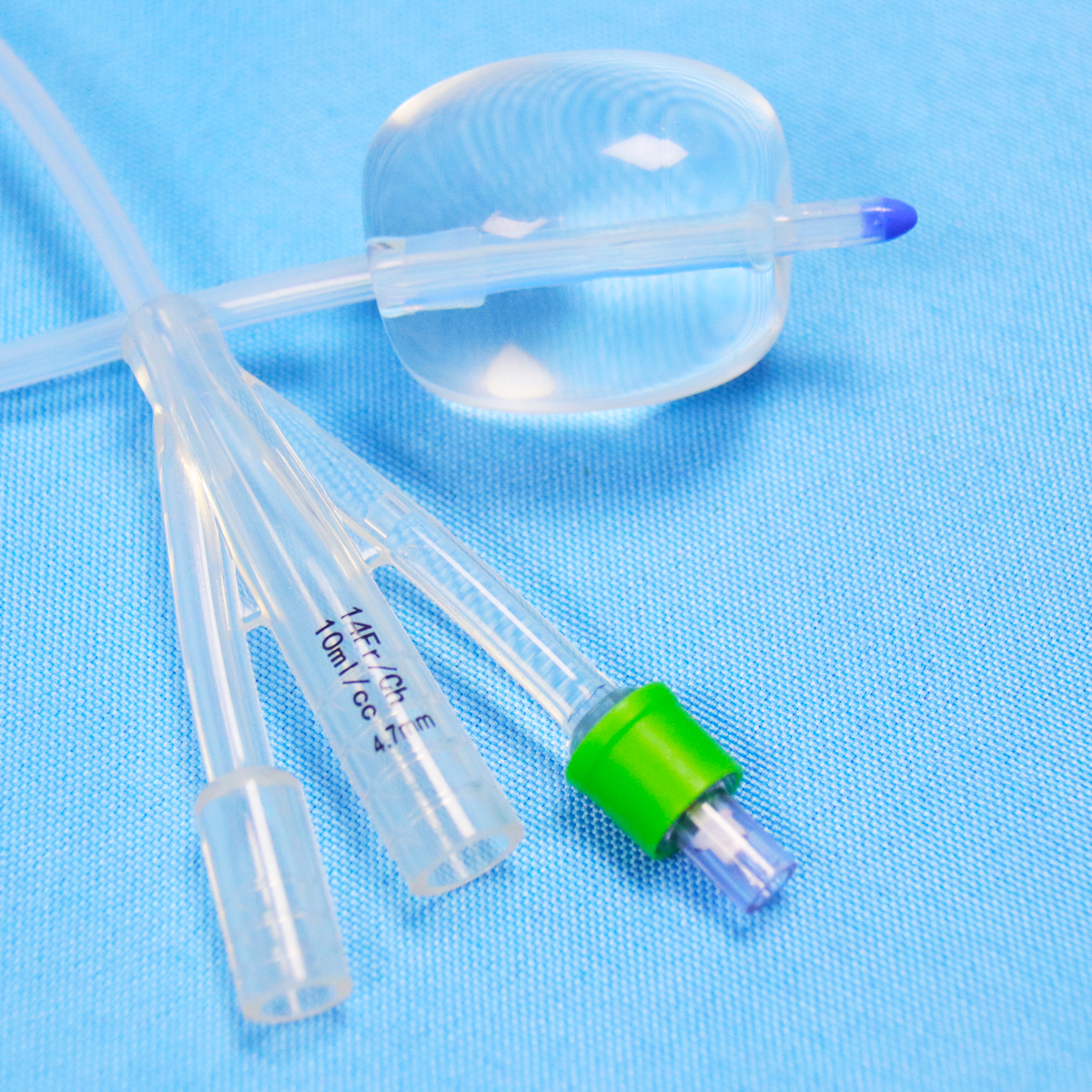 Fábrica Catéter urinario de triple lumen de silicona 100% desechable Catéter de Foley de silicona de 3 vías