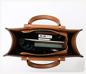 2024 Mode Pu Lederen Grote Capaciteit Vrouwen Draagtas Schouder Alligator Dames Handtassen Polyester Enkele Rits Bruine Letter Hd056 - Product Image 5