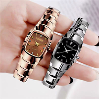 Nouveau femmes en acier inoxydable couleur carré Compact montre à Quartz étanche mince ceinture Simple verre trempé cadran à la mode alliage