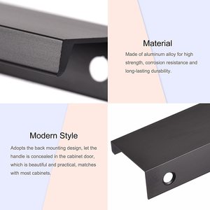 Tiradores de dedo de aluminio para gabinetes de cocina Tiradores de borde negro Tiradores de gabinete de dedo negro mate - Product Image 6