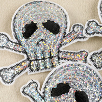 Patch Crâne Style Punk avec Broderie de Paillettes et Accessoires, Accessoires Vestimentaires, Chaussures, Chapeaux, Couture