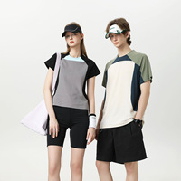 Camiseta de verano para hombre, retro, informal, 100% algodón, manga corta, cuello en contraste de tres colores, 200 gramos, camiseta que combina con todo