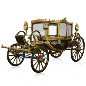 Luxury Royal Crown Horse Drawn Carriage Black Golden Wedding Horse Cart For Ceremony - Product Image 2