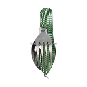 Ustensiles de camping pliables multifonctionnels 3 en 1, cuillère, fourchette, ouvre-boîte, acier inoxydable, ensemble de couverts de voyage en plein air - Product Image 3