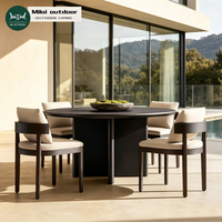 Ensemble de mobilier de jardin de luxe en aluminium pour villa, table ronde moderne, ensemble de table et chaises d'extérieur pour hôtel, cour et jardin