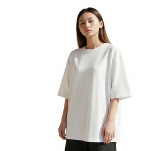 T-shirt surdimensionné pour femmes en coton et élasthanne, tricoté, doux et extensible, à manches courtes, col rond, style décontracté streetwear - Product Image 3
