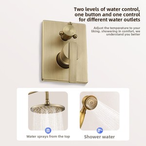 Juego de ducha oculto de latón antiguo, montado en la pared, con válvula mezcladora para <span class=keywords><strong>baño</strong></span> y ducha de mano - Product Image 4