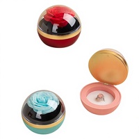 Boîte à bague ronde de luxe en gros avec rose éternelle, emballage personnalisé pour bijoux, Saint-Valentin, Fête des Mères, boîte cadeau créative pour bijoux