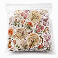 100pcs Stiker Vinyl Botani Vintage Cottagecore Paket Stiker Tahan Air Watercolor Die Cut untuk Scrapbook Jurnal Laptop