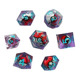 <span class=keywords><strong>Set</strong></span> di Dadi in Resina Glitterata, 7 Pezzi Poliedrici per DND RPG, Dadi da Tavolo con Logo Personalizzato, Vendita all'Ingrosso - Product Image 2