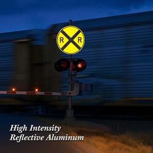 لافتة تقاطع السكك الحديدية، مصنوعة من الألومنيوم المعدني مقاس 12 بوصة، مقاومة للماء والصدأ، توفر خدمات مخصصة، عاكسة للضوء، دائرية الشكل - Product Image 4