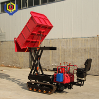 Mini-dumper chenillé 1,5T à moteur diesel avec transmission par engrenages, pompe hydraulique et boîte de vitesses, levage de type ciseaux, 12 CV, pour palmiers à huile