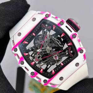 Reloj Mecánico Deportivo Unisex de Lujo con Movimiento Tourbillon de Fibra de Carbono Rosa 38-02, Diseño Esqueleto, 101g - Product Image 2