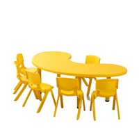 Ensemble table et chaise de dessin animé pour enfants, bureau et chaise de maternelle, pour dessin, jeu et apprentissage, en plastique, réglable en hauteur, en forme de lune