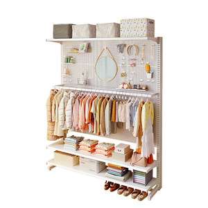Armoire moderne en panneaux perforés, <span class=keywords><strong>dressing</strong></span> ouvert sur pied, rangement multifonctionnel, étagère métallique, penderie pour <span class=keywords><strong>filles</strong></span> - Product Image 5