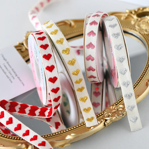 100% Cotton Heart-Shaped <strong>Ribbon</strong> in 'Love' Style Herringbone Webbing for Christmas Gift Wrap &amp; Holiday Decorations - Product Image 2