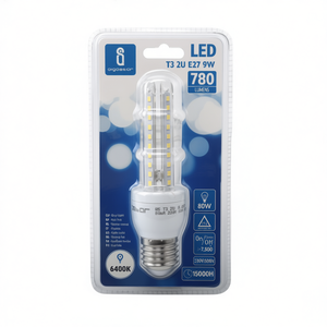 LED Bulb T3 2U 9W E27 6400K Cool White 780Lm 15000H Lifespan Energy Saving Light - Product Image 2