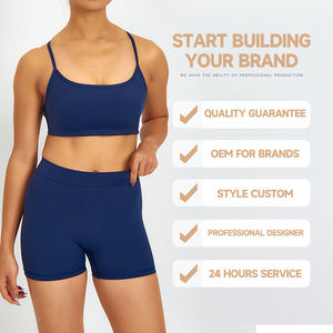 Luckpanther交叉肩带无背作物运动文胸锻炼短裤主动穿瑜伽套装健身健身房臀部提升瑜伽套装 - Product Image 4