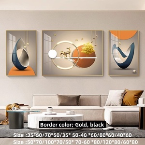 Nuovo Quadro Moderno di Lusso in Lega di Alluminio con Tela Oliata Personalizzabile, Trifoglio di Piume per Soggiorno, Semplice Decorazione da Parete per Sfondo Divano - Product Image 6