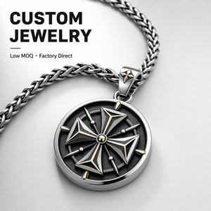 <span class=keywords><strong>Collana</strong></span> con Pendente Croce Maltese Rotonda Yogoo per Uomo, Catena Spiga Placcata <span class=keywords><strong>Oro</strong></span> Bicolore, Produttore di Gioielli Personalizzati - Product Image 1