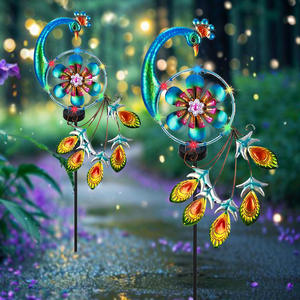 Cross-Border Waterproof Outdoor Wrought Iron Peacock Lamp <b>Solar</b>-Powered Windmill Rotating Courtyard Garden Decorative <b>Light</b> - Product Image 1