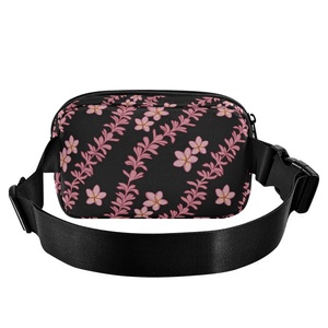 Bolsa de Cintura para Mujer con Diseño de Flor de Puakenikeni Rosa Hawaiana, Bolsa de Gimnasio Personalizada, Impermeable, de Nailon, con Logotipo - Product Image 2