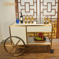 Ventes directes d'usine de chariot de bar à liqueur d'hôtel haut de gamme en acier inoxydable en métal personnalisé chariot de service de restauration