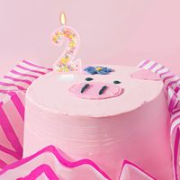 Bougie décorative en cire macaron rose numéro 2, colorée, non parfumée, à combustion propre, pour gâteau d'anniversaire, thème fille, fête sucrée