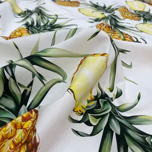 热卖100% 棉织物热带水果菠萝图案数码印花棉织物