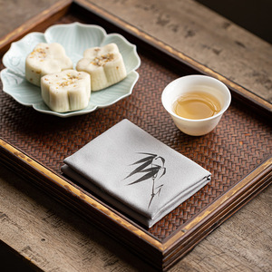 Tea <b>Towel</b> Fleece Highly Absorbent Square Hand Painted Bamboo Pine Lotus Seedpod Zen <b>Kitchen</b> Use Dehua Origin - Product Image 2