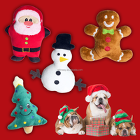 Jouet en peluche pour chien sur le thème de Noël, cadeau de Noël pour animaux de compagnie, Père Noël, bonhomme en pain d'épices, bonhomme de neige, jouets en peluche qui couinent pour chiens
