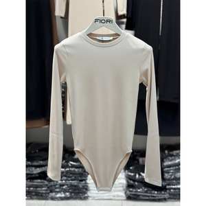 ชุดบอดี้สูทแขนยาวผู้หญิงฟิโอริคอกลมผ้าถักยืดสไตล์มินิมอลทุกฤดูกาล - Product Image 2