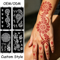 Pochoirs de tatouage au henné personnalisés en gros, étiquettes privées, modèles Mehndi, style arabe et indien, autocollants creux pour l'art corporel, OEM ODM en vrac