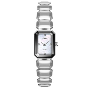 Reloj Rectangular Plateado para Mujer con Esfera Azul de Madreperla, Brazalete de Acero Inoxidable, Reloj de Pulsera de Cuarzo - Product Image 5