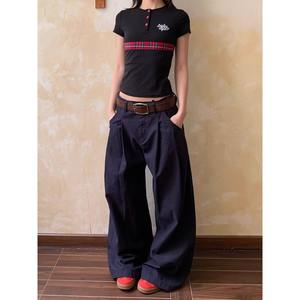 Cross-Border American Retro <b>Pleated</b> Wide-Leg Casual Pants for <b>Men</b> and Women New Loose Straight Versatile Floor-Length <b>Trousers</b> - Product Image 1